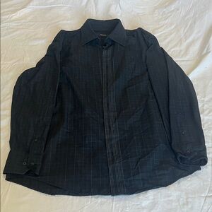 Alfani Navy Plaid Button-Up Shirt